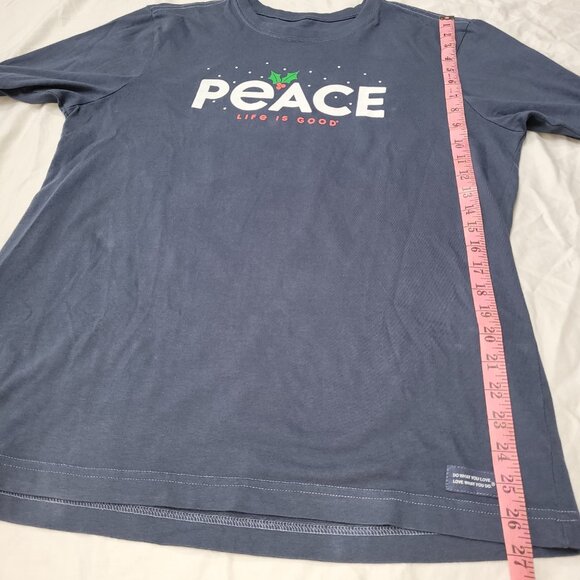 Life is Good Holiday Shirt Long Sleeve Peace Mistletoe Soft Cotton Crewneck - Picture 8 of 10